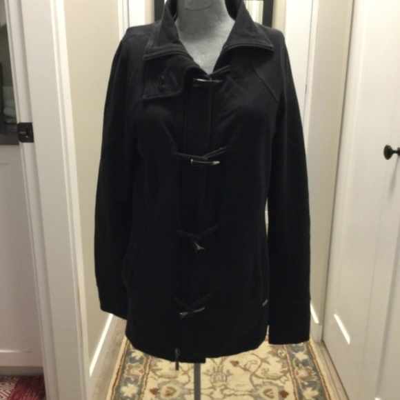 “Leave No Footprint “ an Eco Concious, Black Toggle Jacket , Organic Cotton - Picture 4 of 9